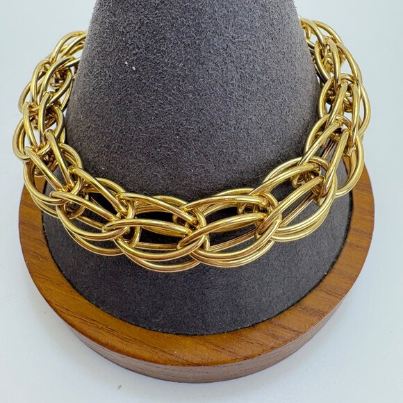 VTG Gold Over Sterling Silver 925 Chunky Oval Link Chain Bracelet Size 7.75" - Picture 1 of 13